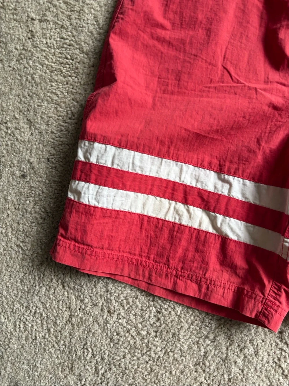Brooks brothers men red two striped board shorts swim bathing suit shorts sz 33